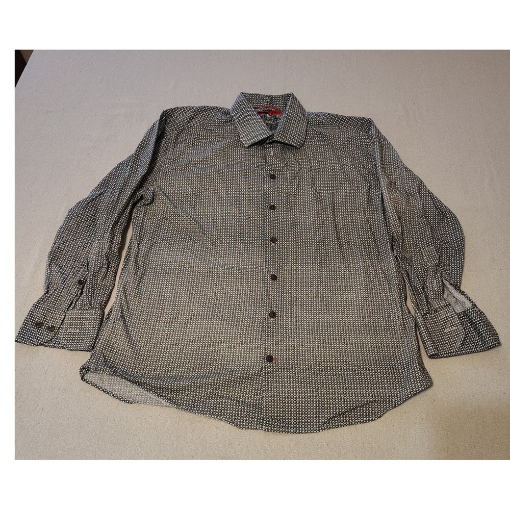 TALLIA Mens Geometric Dress Shirt Long Sleeve Button Down Size 22/32 OO